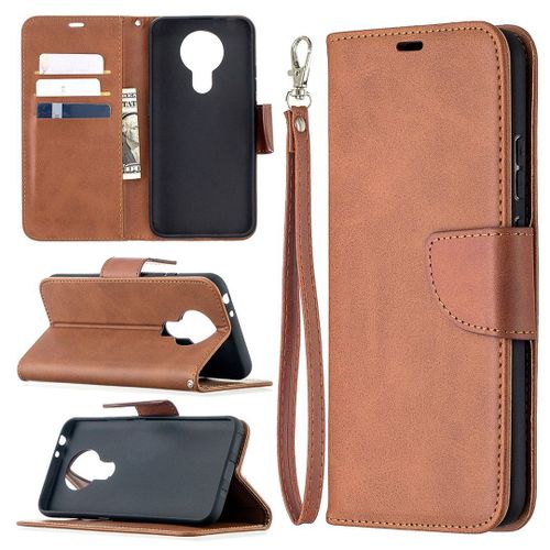 Saturcase Coque Pour Nokia 3.4, Luxe Pu Cuir Magnétique Flip Portefeuille Support Porte-Carte Protecteur Housse Étui Avec Dragonne Pour Nokia 3.4 (Marron)