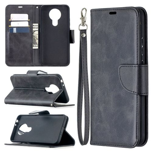 Saturcase Coque Pour Nokia 3.4, Luxe Pu Cuir Magnétique Flip Portefeuille Support Porte-Carte Protecteur Housse Étui Avec Dragonne Pour Nokia 3.4 (Noir)