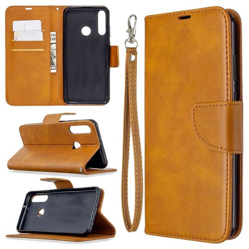 Saturcase Coque Pour Huawei Y6p, Luxe Pu Cuir Magnétique Flip Portefeuille Support Porte-Carte Protecteur Housse Étui Avec Dragonne Pour Huawei Y6p (Jaune)