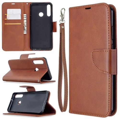Saturcase Coque Pour Huawei Y6p, Luxe Pu Cuir Magnétique Flip Portefeuille Support Porte-Carte Protecteur Housse Étui Avec Dragonne Pour Huawei Y6p (Marron)