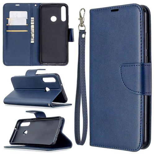 Saturcase Coque Pour Huawei Y6p, Luxe Pu Cuir Magnétique Flip Portefeuille Support Porte-Carte Protecteur Housse Étui Avec Dragonne Pour Huawei Y6p (Bleu)