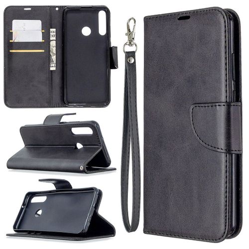 Saturcase Coque Pour Huawei Y6p, Luxe Pu Cuir Magnétique Flip Portefeuille Support Porte-Carte Protecteur Housse Étui Avec Dragonne Pour Huawei Y6p (Noir)