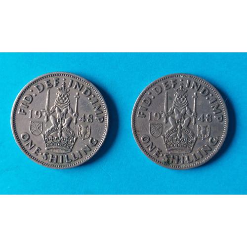 Lot De 2 Pièces De 1 Shilling Empire Britannique, Inde