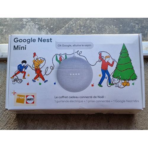 Google Mini Nest, Coffret cadeau connecté Noël comprenant : 1 guirlande électrique  + 1 prise connectée + 1 Google Nest Mini.