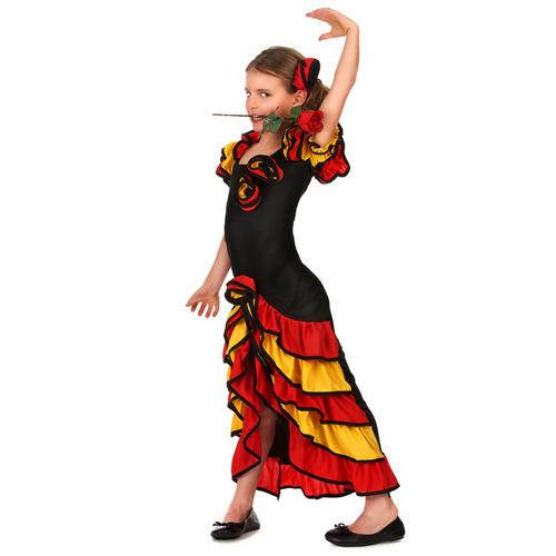 Déguisement Danseuse Espagnole Avec Fleurs Fille : Age - 7 À 9 Ans