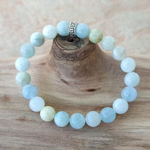Bracelet Pierres Naturelles - Aigue Marine - Fabriqué En France