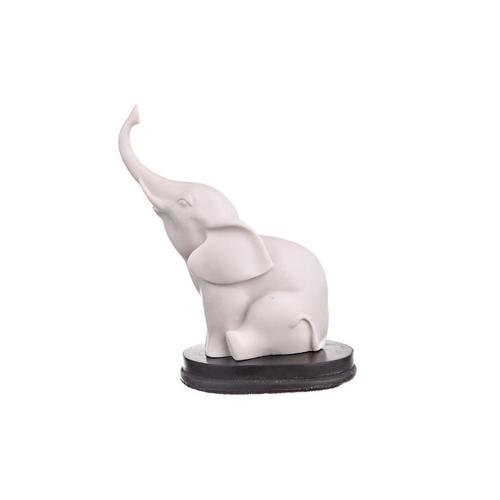 statuette / figurine décorative en marbre d'un éléphant blanc 10,5 cm