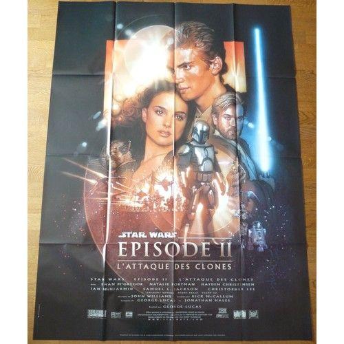 Star Wars 2 : L'attaque Des Clones - Attack Of The Clones - George Lucas - Ewan Mcgregor - Natalie Portman - Samuel L Jackson - 2002 - Affiche De Cinéma Pliée 120x160 Cm