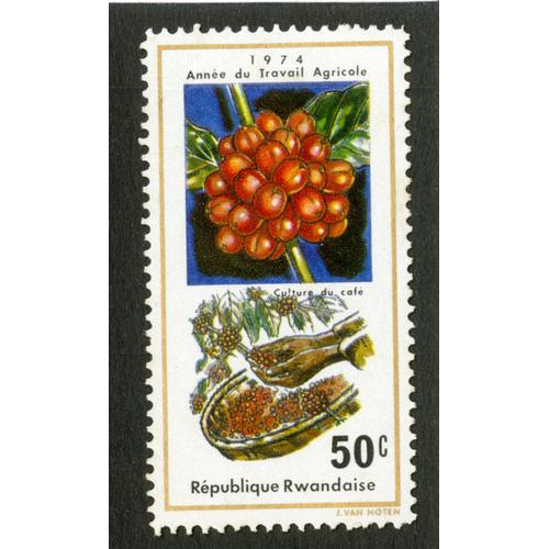 Timbre Non Oblitéré République Rwandaise, 1974 Année Du Travail Agricole, Culture Du Café, 50 C, Van Noten