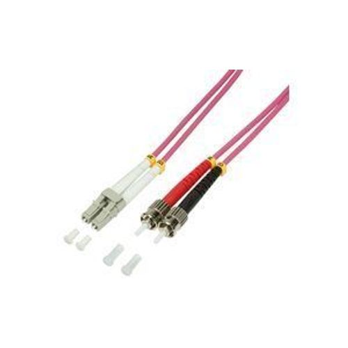 LogiLink - Cordon de raccordement - LC multi-mode (M) pour ST multi-mode (M) - 1 m - fibre optique - duplex - 50 / 125 microns - OM4 - sans halogène - violet