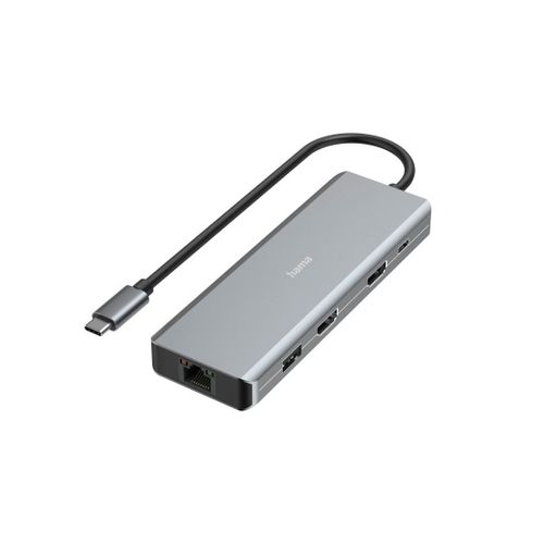 Hub USB-C, multiport, 9 ports, 4 USB-A, 2 USB-C, 2 HDMI?, LAN/Ether.
