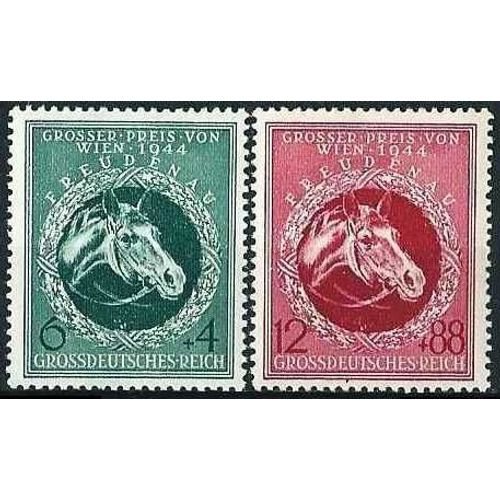 Allemagne, 3ème Reich, 1944, Très Beaux Timbres Yvert 822 Et 823, Grand Prix Hippique De Vienne, Neufs* - Sans Gomme.