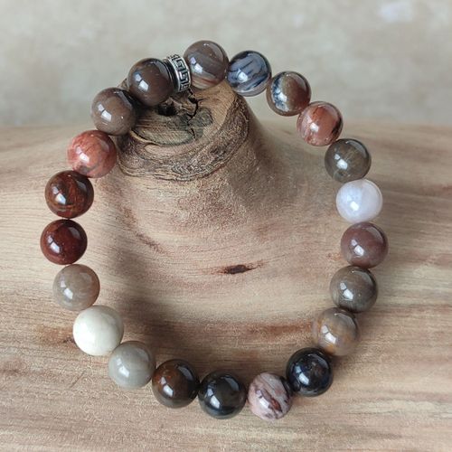 Bracelet Pierres Naturelles - Bois Fossilisé - Fabriqué En France