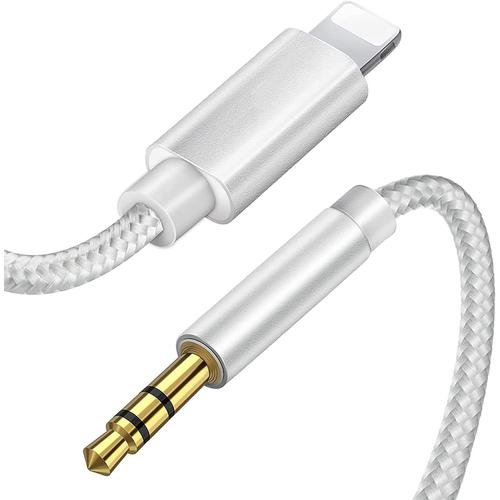 Câble Audio Auxiliaire Voiture pour iPhone 12,Auxiliaire Voiture Jack 3,5mm  Stéréo Mâle Compatible iPhone