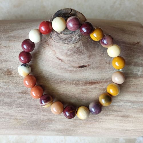 Bracelet Pierres Naturelles - Jaspe Mokaïte - Fabriqué En France