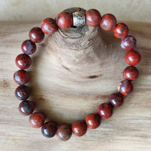 Bracelet Pierres Naturelles - Jaspe Rouge - Fabriqué En France