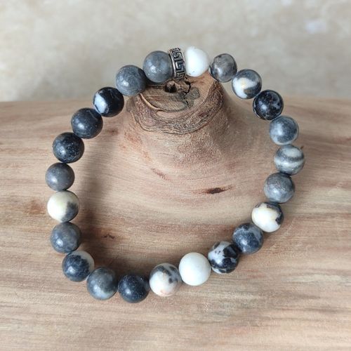 Bracelet Pierres Naturelles - Jaspe Zèbre - Fabriqué En France