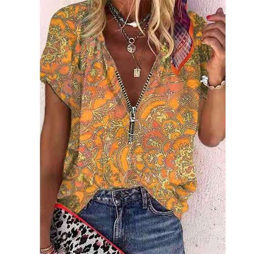Haut Femme Couleur Jaune Et Orange
