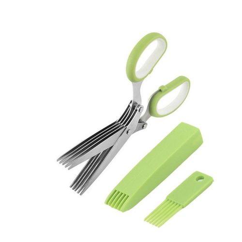 5 Couches - Ciseaux De Cuisine En Acier Inoxydable À 5 Lames, Coupe Herbe, Échalotes, Romarin, Outil À Hacher, Ciseaux Robustes Herbes Avec 5 Lames Et Couvercles Ciseaux Pour Cuisines Froides Petits Outils Coupeurs, Hachoirs Et