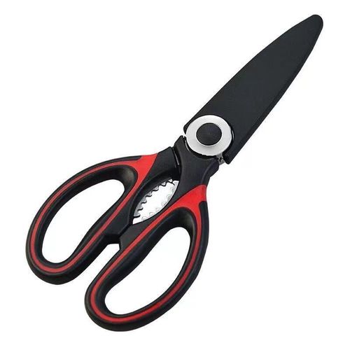 Noir Rouge - Ciseaux De Cuisine Multifonctions, Couteau En Acier Inoxydable, Ciseaux À Os De Poulet, Coupe-Viande Et Légumes, Casse-Noisette, Outils D'ouverture De Bouteilles