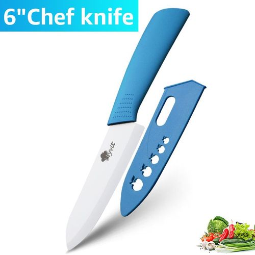 6 Pouces Bleu - Ensemble De Couteaux De Chef En Céramique Opaque, Tranchage De Fruits, Utilitaire, Blanc, Contre Indiqué, Lame En Cone, Poignée Colorée, Cuisine