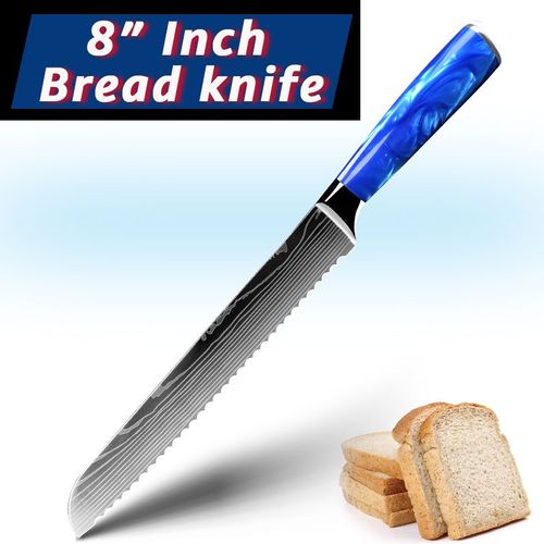 Couteau À Pain - Ensemble De Couteaux Japonais Santoku Chef, 7cr17 440c Couteaux Utilitaires Professionnels En Acier Inoxydable À Haute Teneur En Carbone Pour Trancher Le Pain