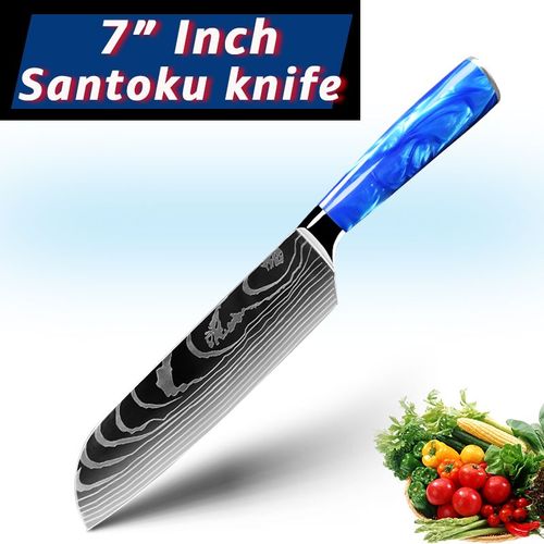 7inch Santoku - Ensemble De Couteaux Japonais Santoku Chef, 7cr17 440c Couteaux Utilitaires Professionnels En Acier Inoxydable À Haute Teneur En Carbone Pour Trancher Le Pain
