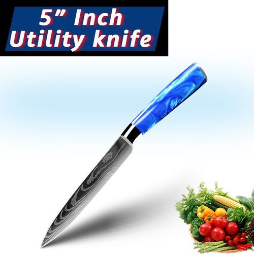 Utilitaire - Ensemble De Couteaux Japonais Santoku Chef, 7cr17 440c Couteaux Utilitaires Professionnels En Acier Inoxydable À Haute Teneur En Carbone Pour Trancher Le Pain