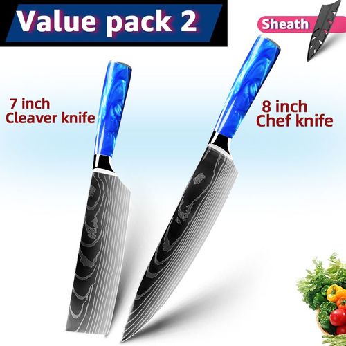 Paquet 2 - Ensemble De Couteaux Japonais Santoku Chef, 7cr17 440c Couteaux Utilitaires Professionnels En Acier Inoxydable À Haute Teneur En Carbone Pour Trancher Le Pain