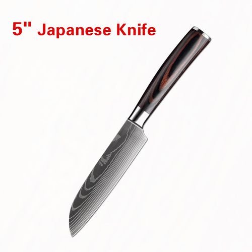 5 Dans Le Couteau Japonais - Santoku Couteau De Chef En Acier Inoxydable 5cr15, Outils De Cuisine, Couteau À Pain, Couperet À Viande, Ciseaux Utilitaires Puissants Pour Poulet