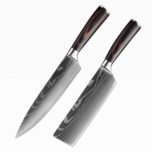Ensemble De 2pcs - Santoku Couteau De Chef En Acier Inoxydable 5cr15, Outils De Cuisine, Couteau À Pain, Couperet À Viande, Ciseaux Utilitaires Puissants Pour Poulet