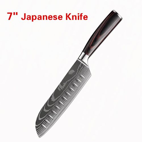 7 En Couteau Japonais - Santoku Couteau De Chef En Acier Inoxydable 5cr15, Outils De Cuisine, Couteau À Pain, Couperet À Viande, Ciseaux Utilitaires Puissants Pour Poulet