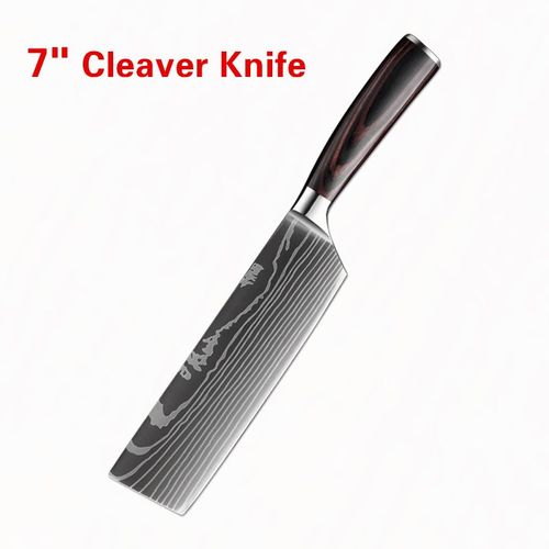 7 À Cleaver Knife - Santoku Couteau De Chef En Acier Inoxydable 5cr15, Outils De Cuisine, Couteau À Pain, Couperet À Viande, Ciseaux Utilitaires Puissants Pour Poulet