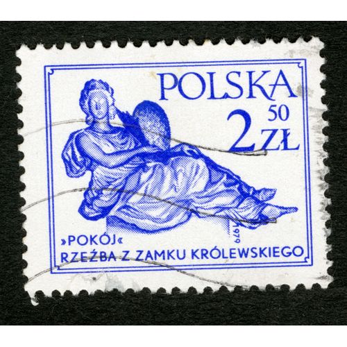 Timbre Oblitéré Polska, Pokoj, Rzezba Z Zamku Krolewskiego, 1979, 2.50 Zl