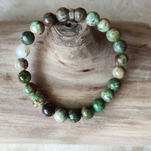 Bracelet Pierres Naturelles - Opale Verte - Fabriqué En France