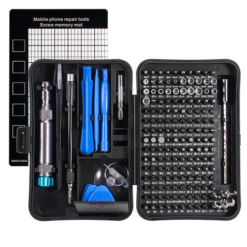 170pcs bleu noir - ANENG 170 en 1 Jeu de tournevis de précision CR V magnétique Torx Phillips Hex Embouts de tournevis Ordinateur portable Réparation de téléphone Outils à main