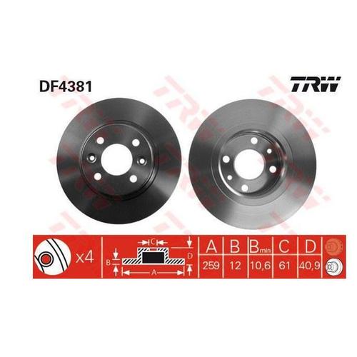 Jeu De 2 Disques De Frein Avant Trw :  Df4381   Dacia Twingo...