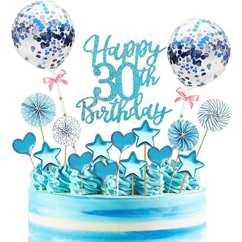 Decoration Gateau Anniversaire,17 pièces Joyeux Anniversaire Cake  Topper,Cake Topper gâteau d'anniversaire,Happy Birthday Cake Topper,pour  Décorer Gâteau d'anniversaire Fête (Bleu) : : Cuisine et Maison