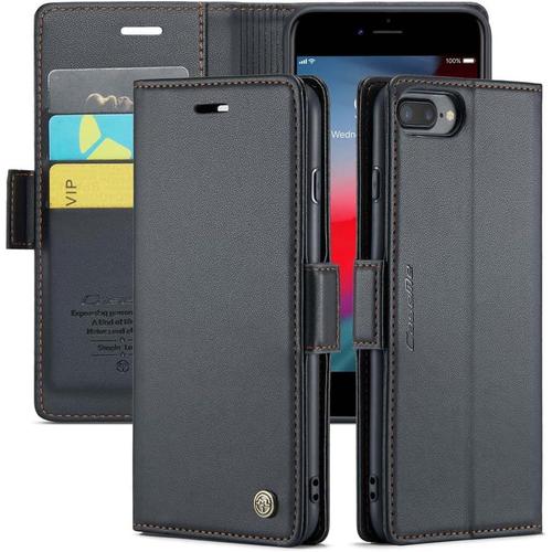 Etui Coque Pour Iphone 6/7/8 Plus 5.5 Pouces ,Portefeuille Fentes Cartes Housse Antichoc Cuir Pu Vintage Portefeuille Etui,Noir