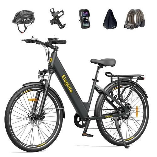 Eleglide T1 Step-Thru Vélo Cyclomoteur Électrique Vtt 27,5 Pouces Pneus 36v 13ah 250w Trekking Bike Gris Foncé + Ensemble De Cinq Pièces