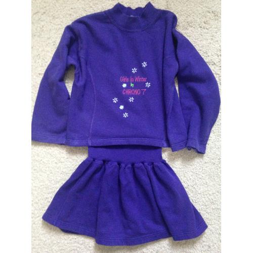 Ensemble Fille Violet Jupe + Sweat Assorti Taille 8 Ans Idée Cadeau