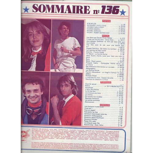 Podium 01/06/1983 Indochine, Vartan, Iglésias, Goldman, Kim Wilde, Michel Berger, Cultue Club, Lahaye, Balavoine, Sardou, Patti Laine, Lavilliers, Chatel, Karen Cheryl, Jakie Quartz, Buzy,Rose Laurens