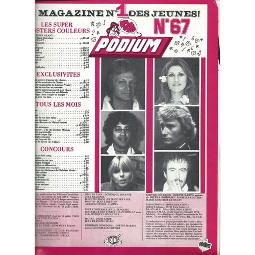 Podium 01/09/1977 Sheila, Claude François, Sardou, Voulzy, Martin Circus, Hallyday, Delpech, Vartan, Joelle, France Gall, Marie Myriam, Elvis, Ringo,Dassin,Shake,Polnareff, Patrick Juvet,Carlos,Macias
