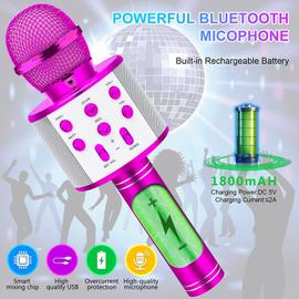 Micro karaoké enfant, 5 en 1 micro sans fil, microphone bluetooth