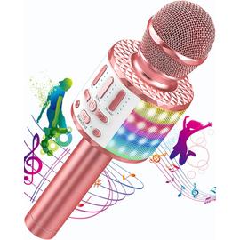 Pied de microphone Njs en acier à hauteur réglable pour Chant Karaoké avec  Micro Gris Effet lumineux Disco