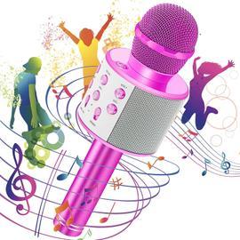 FISHOAKY Microphone Karaoké Bluetooth 4 en 1 Micro Enfant pour Chanter Fille