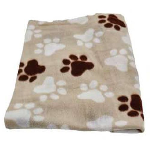 Couverture Plaid Pour Chien Ou Chat Microfibre Polyester 70 X 100 Cm Imprimé Pattes - Beige Brun Blanc - Zamibo