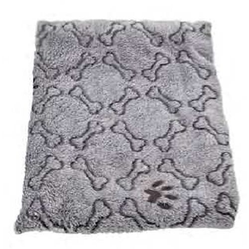 Couverture Plaid Pour Chien Ou Chat Microfibre Sherpa 70 X 100 Cm Imprimé Os - Gris - Zamibo