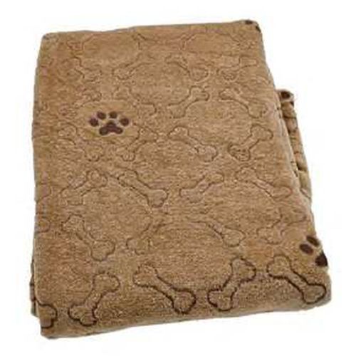 Couverture Plaid Pour Chien Ou Chat Microfibre Sherpa 70 X 100 Cm Imprimé Os - Brun Clair - Zamibo