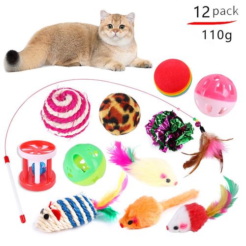 Pet Cat Toys Set Pussycat Pass Teasing Cat Stick Bell Cat Tunnel Toys Fournitures Combo Set N ° 4